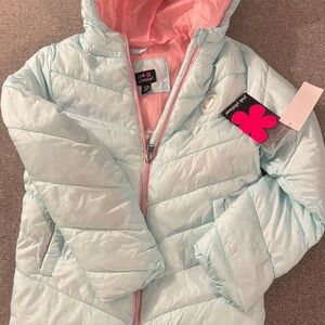 Pink Platinum Light Blue and Pink Puffer Jacket